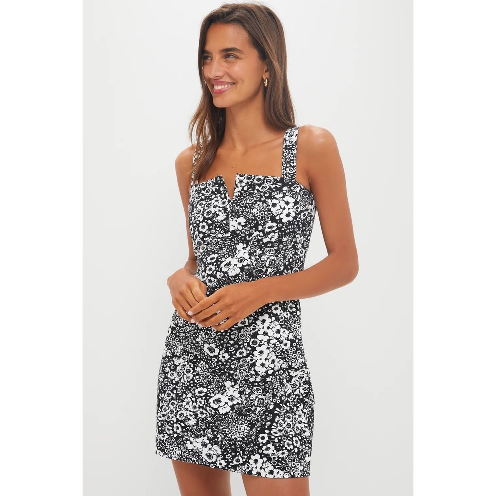 HYACINTH HOUSE Black & White Denim Floral Gaia Mini Dress NWT size Small
